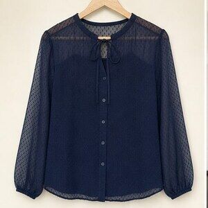 Navy Puff Sleeve Top